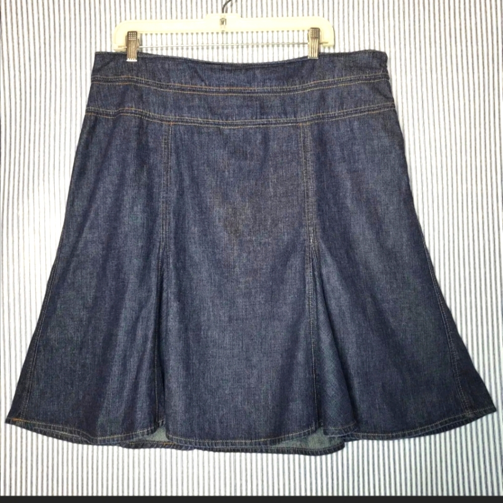 CHAPS Denim Blue Jean Pleated Y2K Style Skirt
